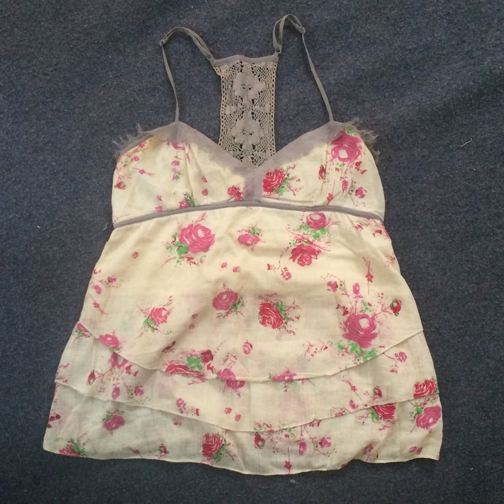 Free People rose print top, size 6